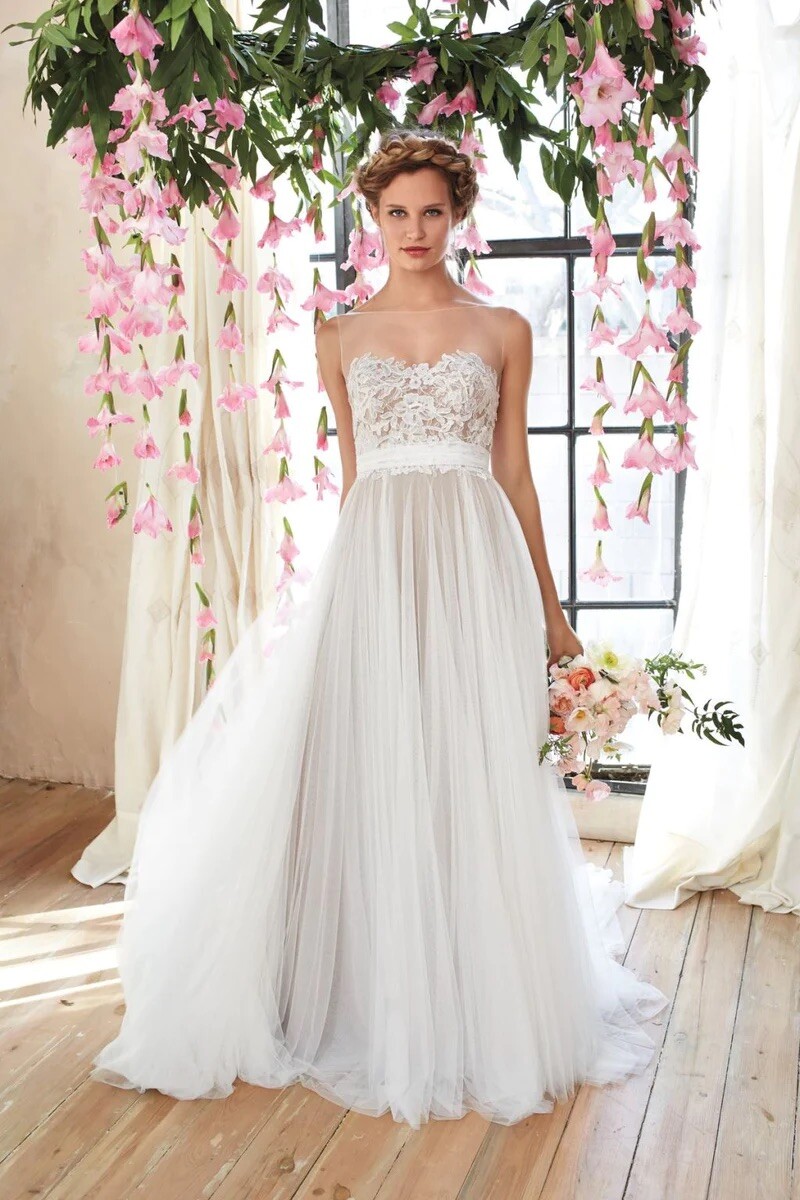 Watters Willowby 53707 Penelope Wedding Dress Size 12 Nude Ivory