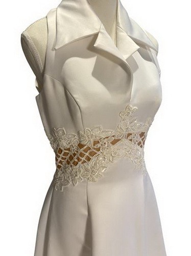 Venus Bridal White Embroidered Beaded Cut Out Illusion Wedding Gown Size 12 $350