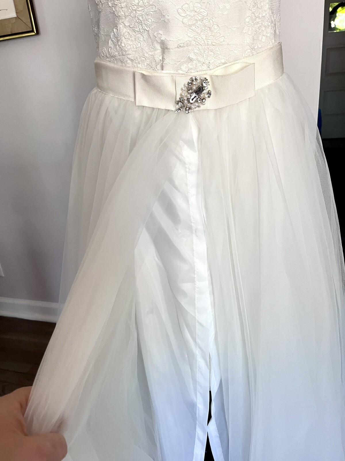 Wtoo by Watters Wedding Dress 2 In 1 Lined Tule Skirt &Lace Dress Bridal Size 12