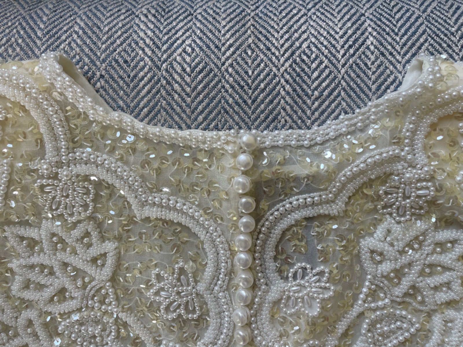 Vintage Beaded Alfred Angelo Wedding Gown Topper Bolero Jacket
