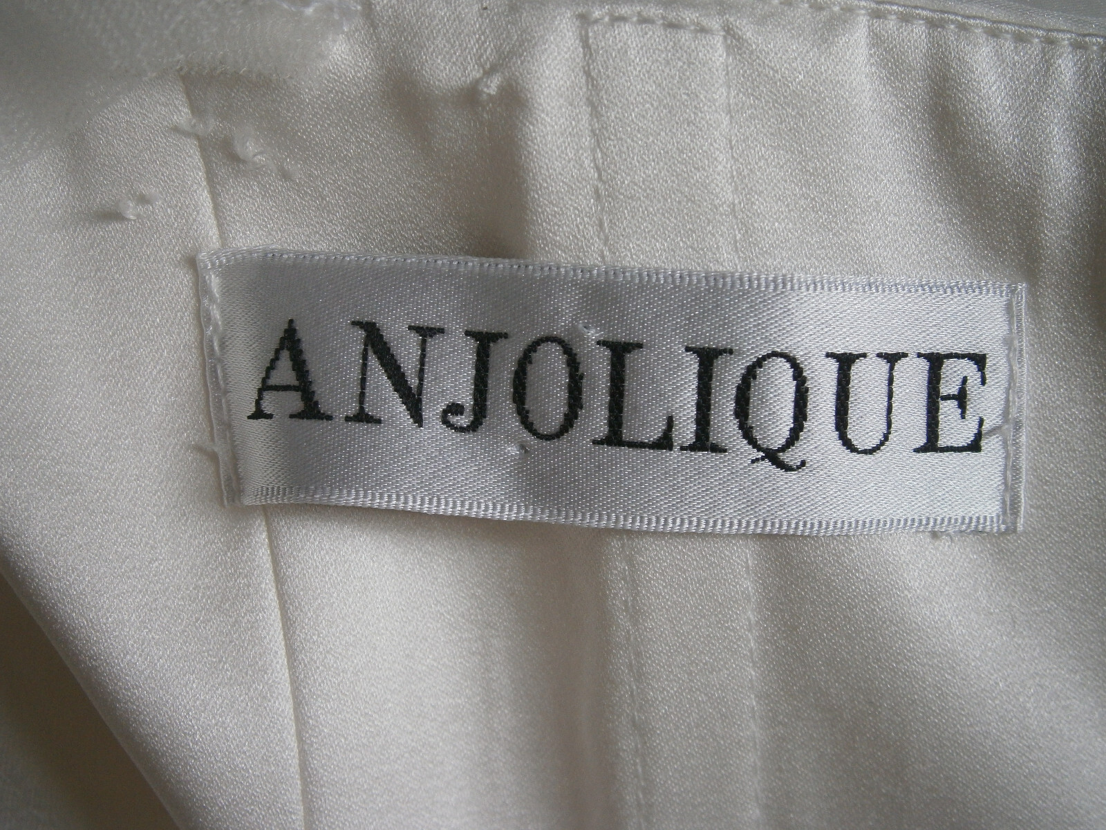 Anjolique Wedding Dress 8 Off-White Organza Ruffles Bling Tulle Straps Roses Bow