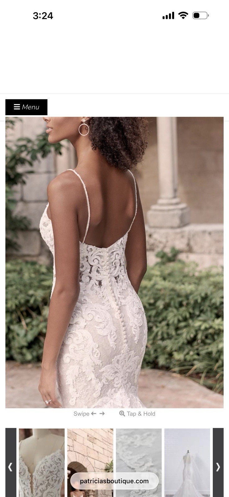 Maggie Sottero Ivory Lace V-Neck Sleeveless Mermaid Wedding Dress Train Buttons