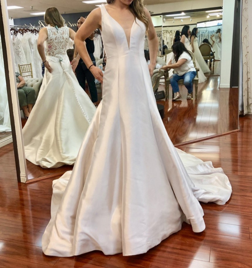 Allure Bridals 9662 Wedding Dress 12 A-Line Almond (Blush) Mikado Beaded