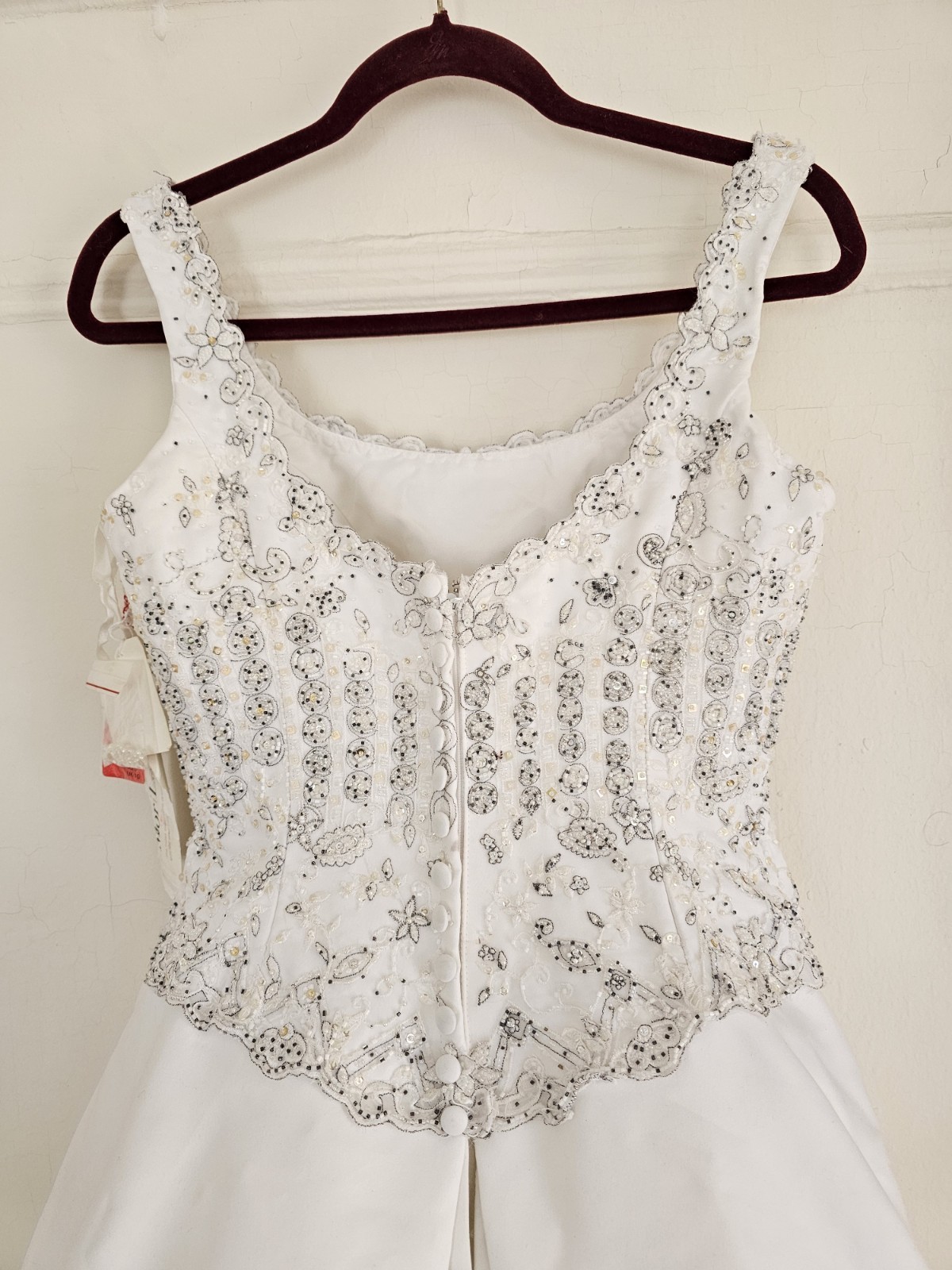 MORI LEE White Sequin Beaded Wedding Gown Dress sz 4 – 6 NEW Silver Embroidery