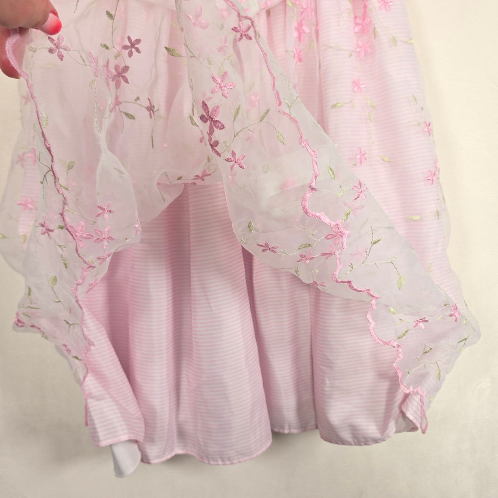 Jona Michelle Dress Girls 6X Pink White Floral Coquette Embroidered Romantic