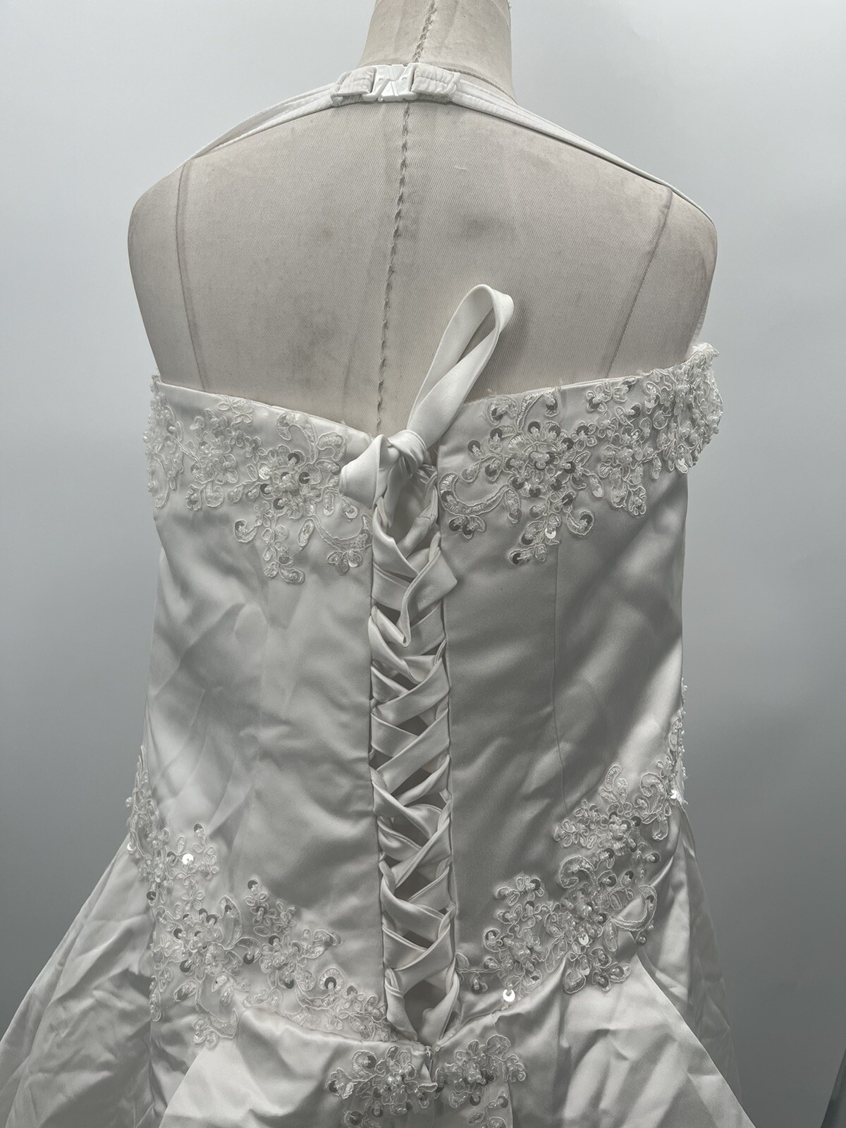 Women’s Beaded Sleeveless Corset Back White Wedding Bridal Dress Custom Size