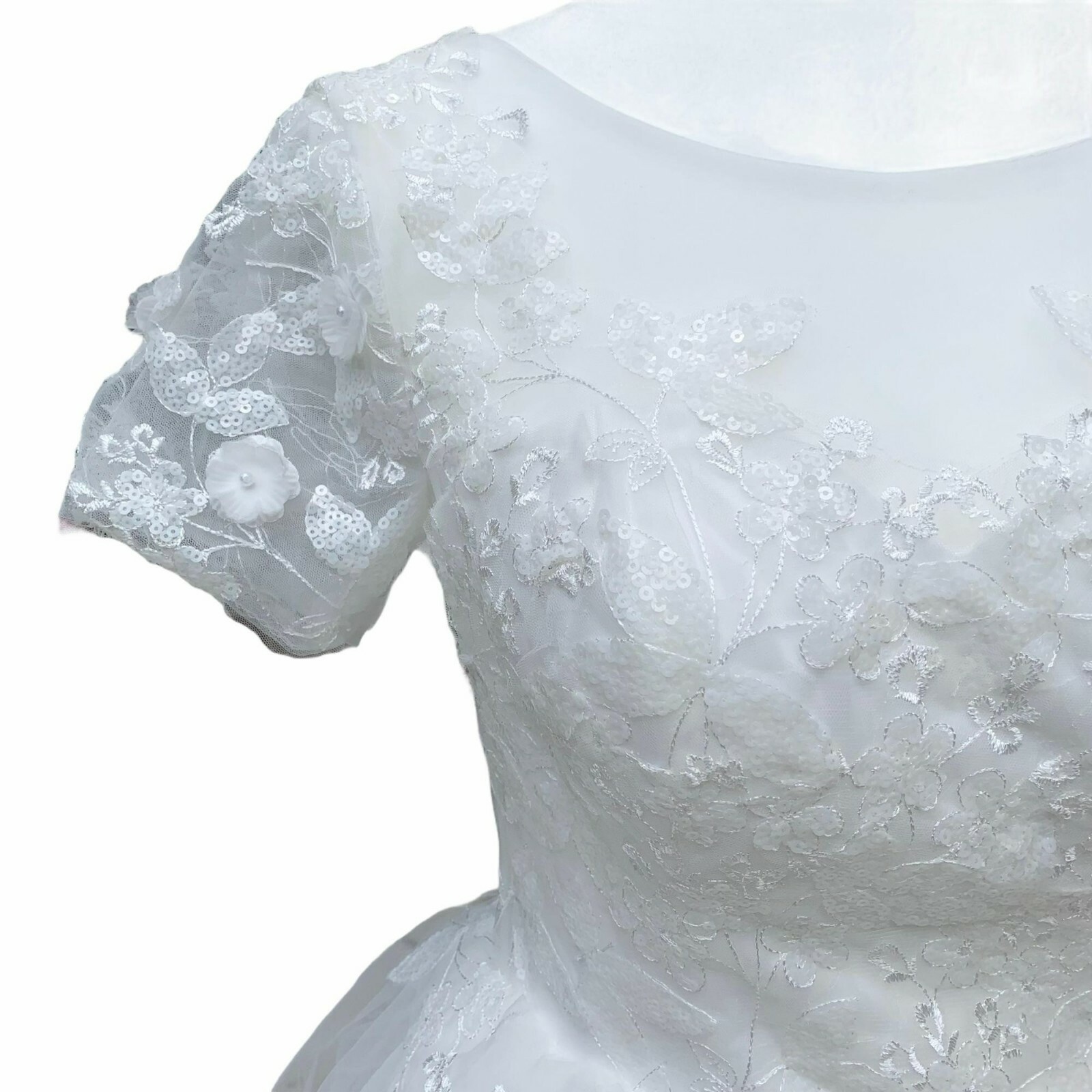 Handmade Lace Applique Tulle A-Line Wedding Dress Size 2