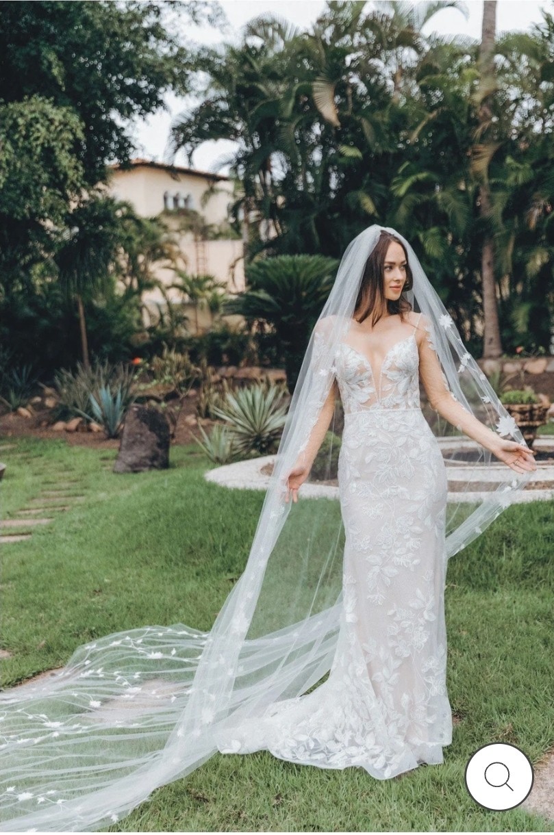 NWT $2815 Wtoo Watters Paloma Ivory Long Sleeve Lace Fit Flare Wedding Dress 12