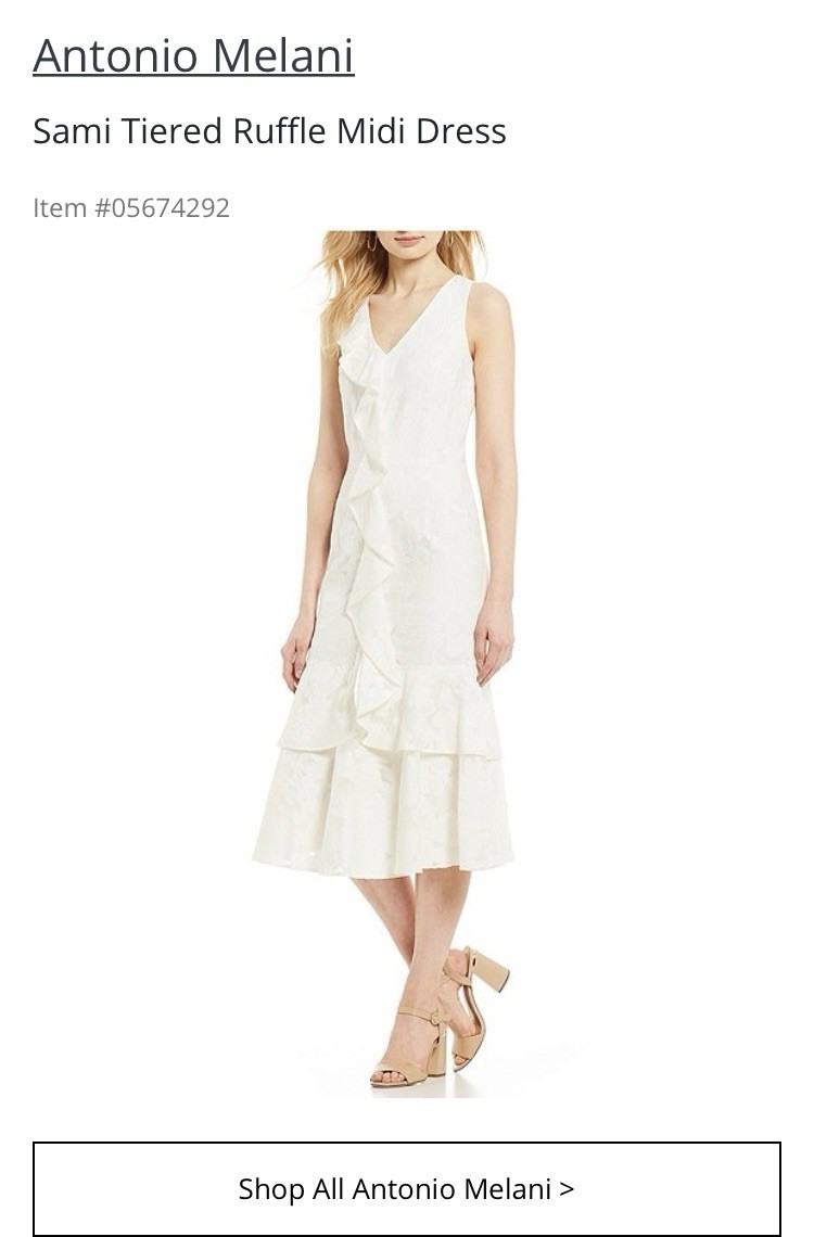 Tiered Ruffle Midi Dress Size 6 Wedding Shower Antonio Melani Ivory Jacquard NWT