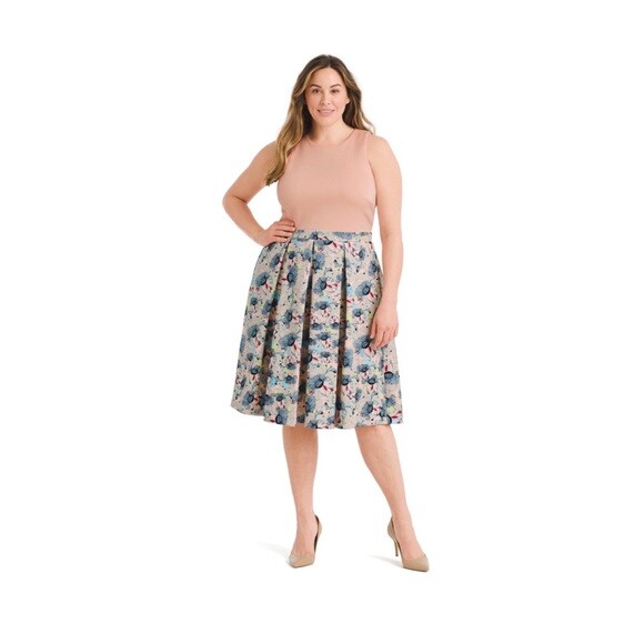 new ELOQUII for lane bryant plus vacation scuba pink floral dress 20