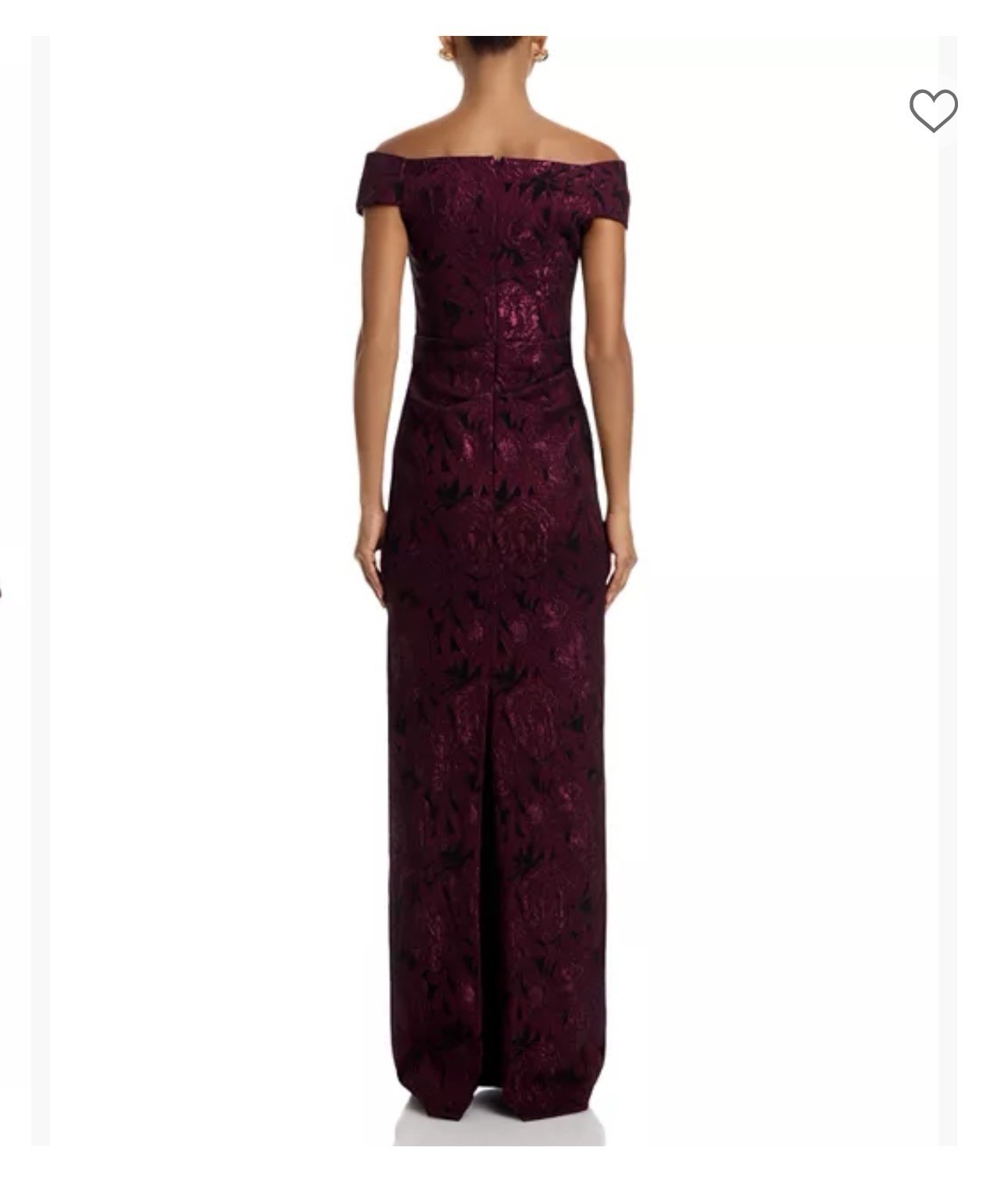 Teri Jon By Rickie Freeman Floral Stretch Jacquard Off-the-Shoulder Ruched Gown
