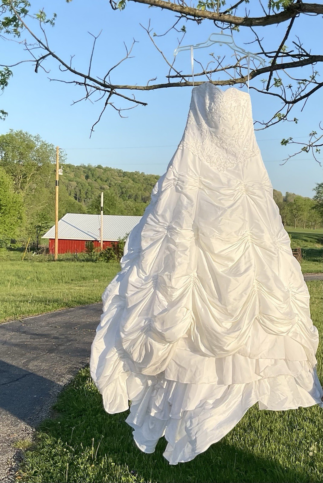 David’s Bridal T9252 Wedding Dress Strapless Pick-Up Ball Gown White Size 10