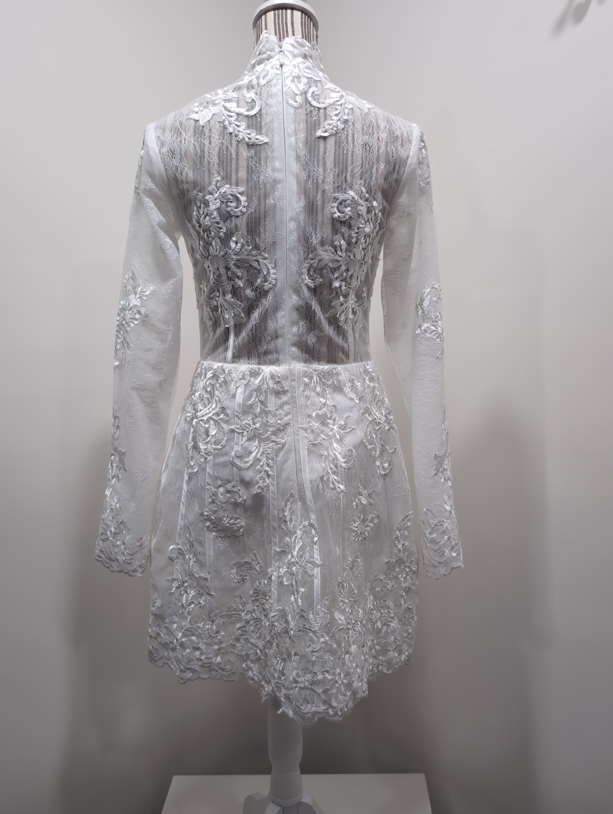 Women’s White Lace Applique High Neck Short Wedding Dress Angel Whimsy Coquette