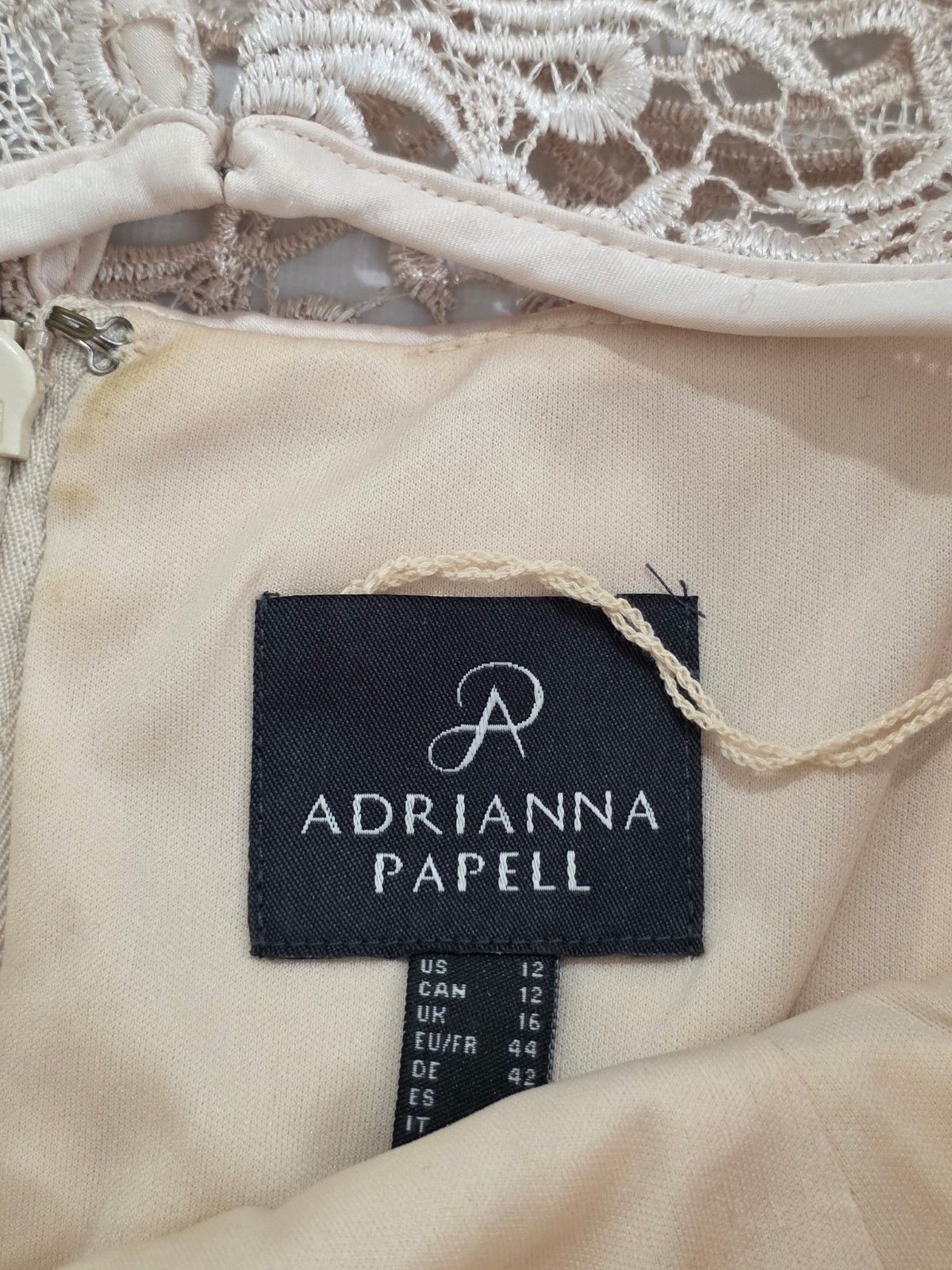 Adrianna Papell Women’s Champagne Size 12 Wedding Guest or Cocktail Dress
