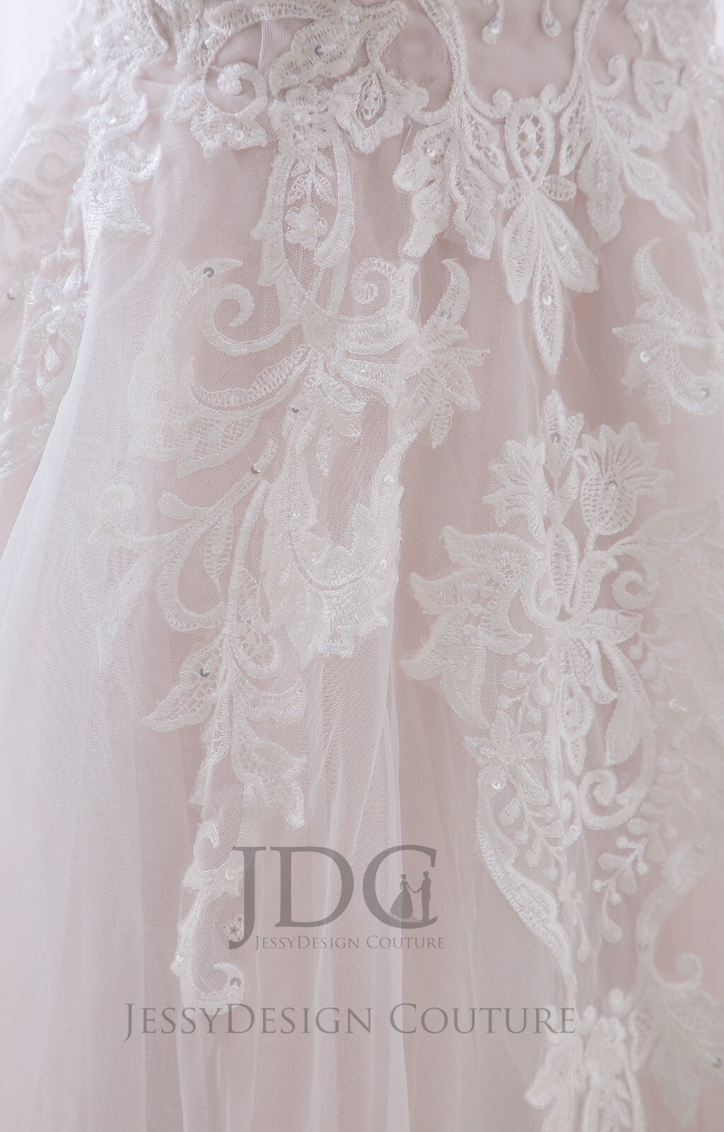 Glitter Blush Rose Beaded Lace Wedding Dress Bridal Gown Custom made Corset