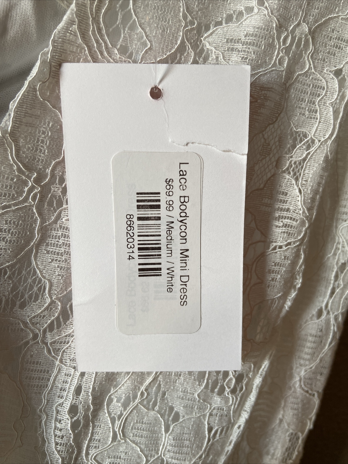 White Floral Lace Bodycon Ruffle Bridal Wedding Mini Dress Size Medium