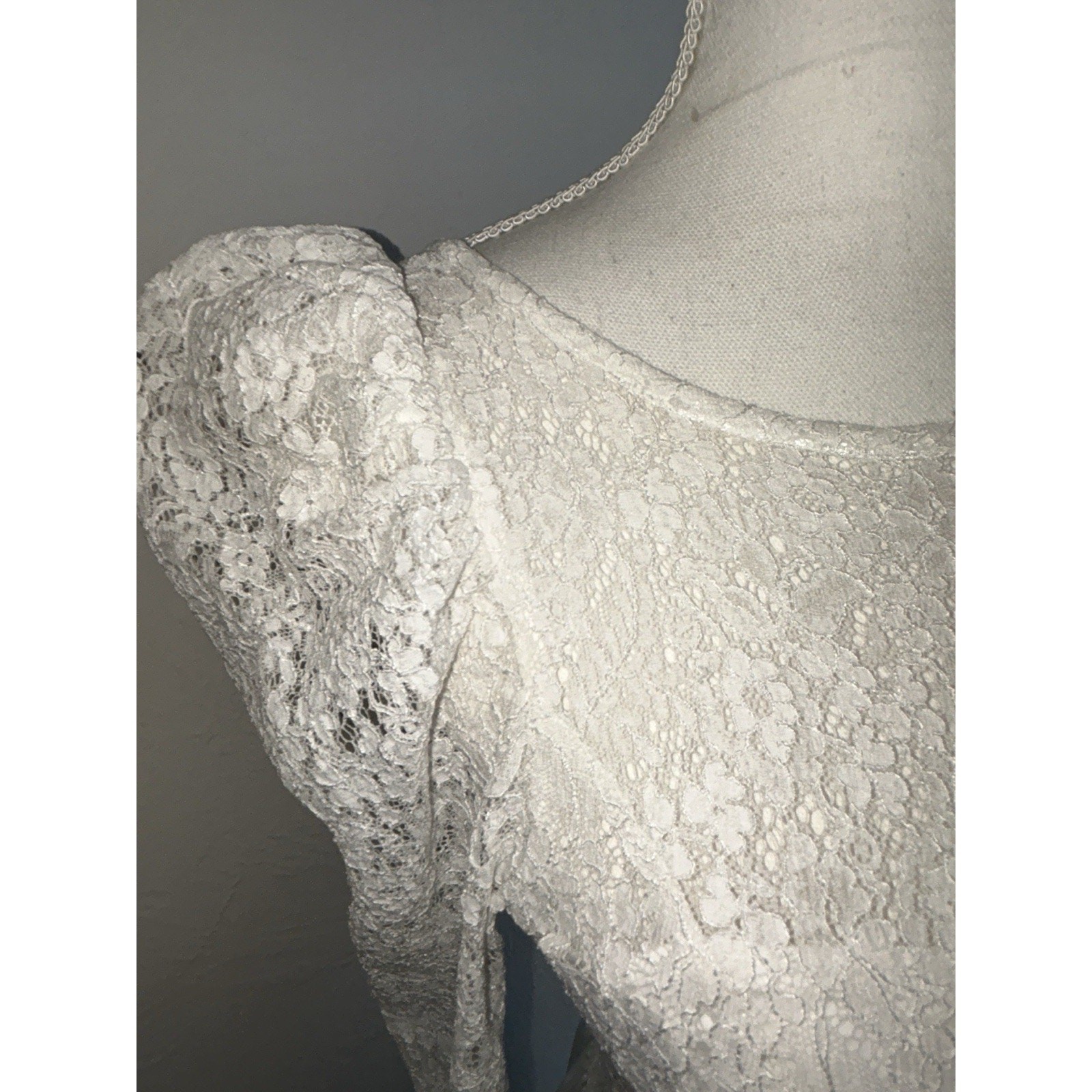 Vintage 1980s Laura Ashley Wedding Dress USA 10 Lace Prairie Made in England VGC