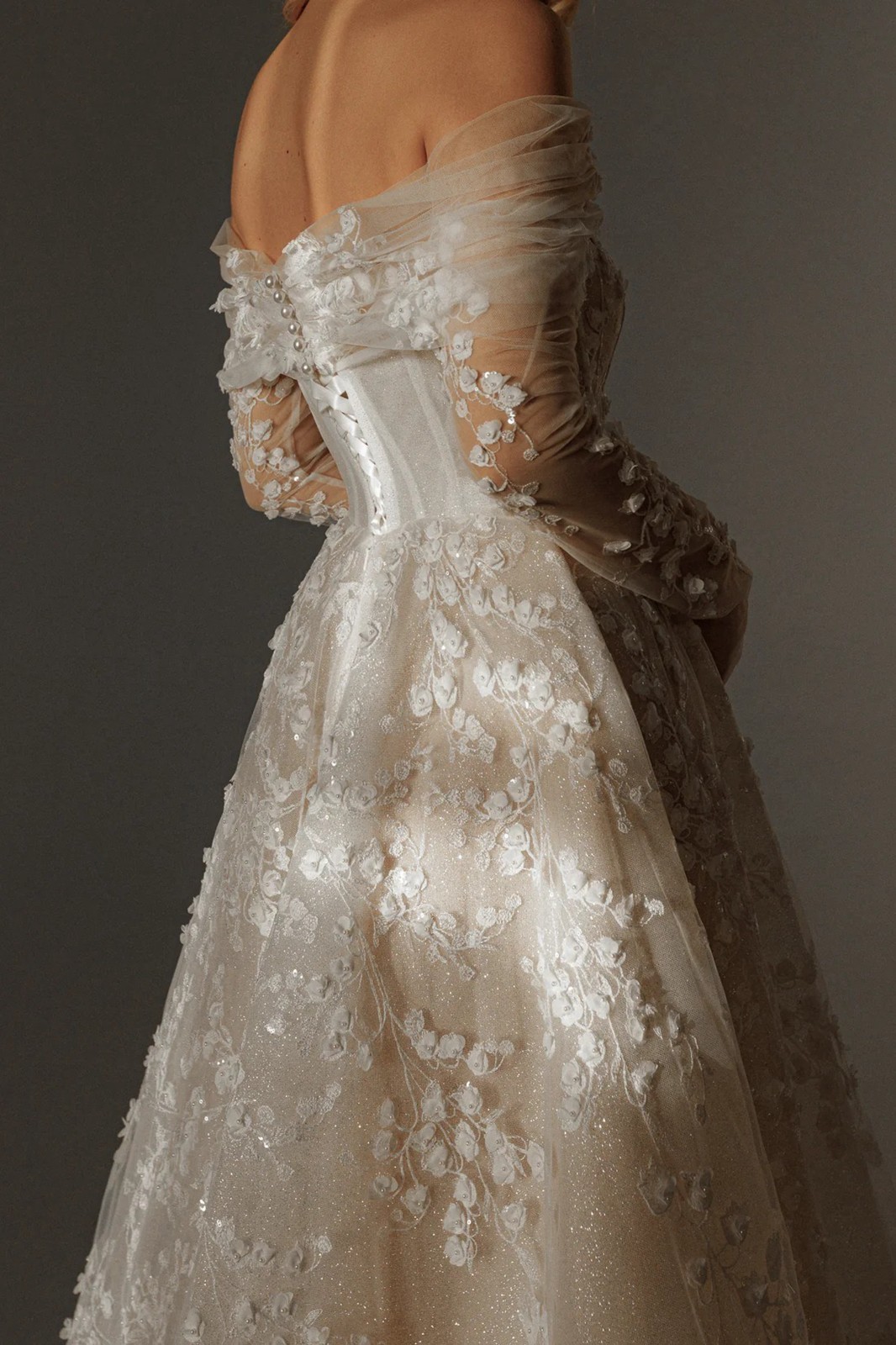 3D Lace Pearls Beaded Lace Wedding Dress Bridal Gown Custom made 2-28W Short