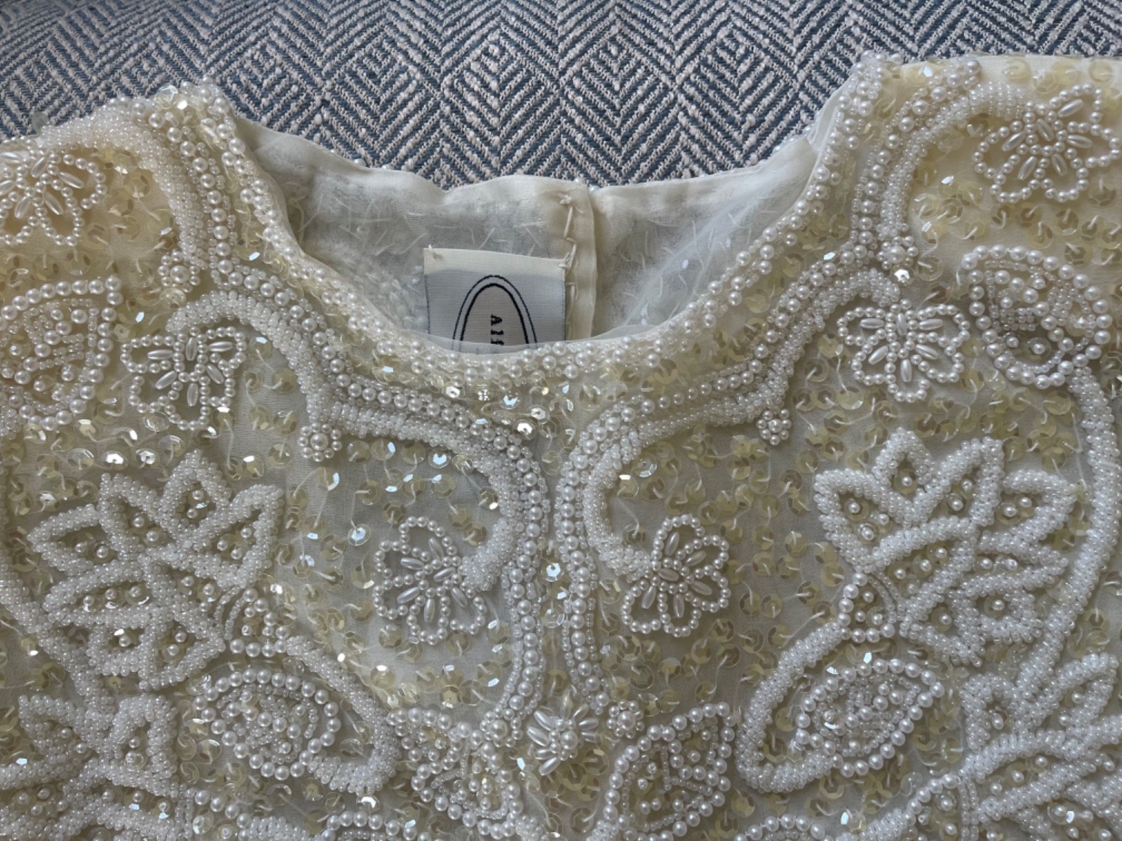 Vintage Beaded Alfred Angelo Wedding Gown Topper Bolero Jacket