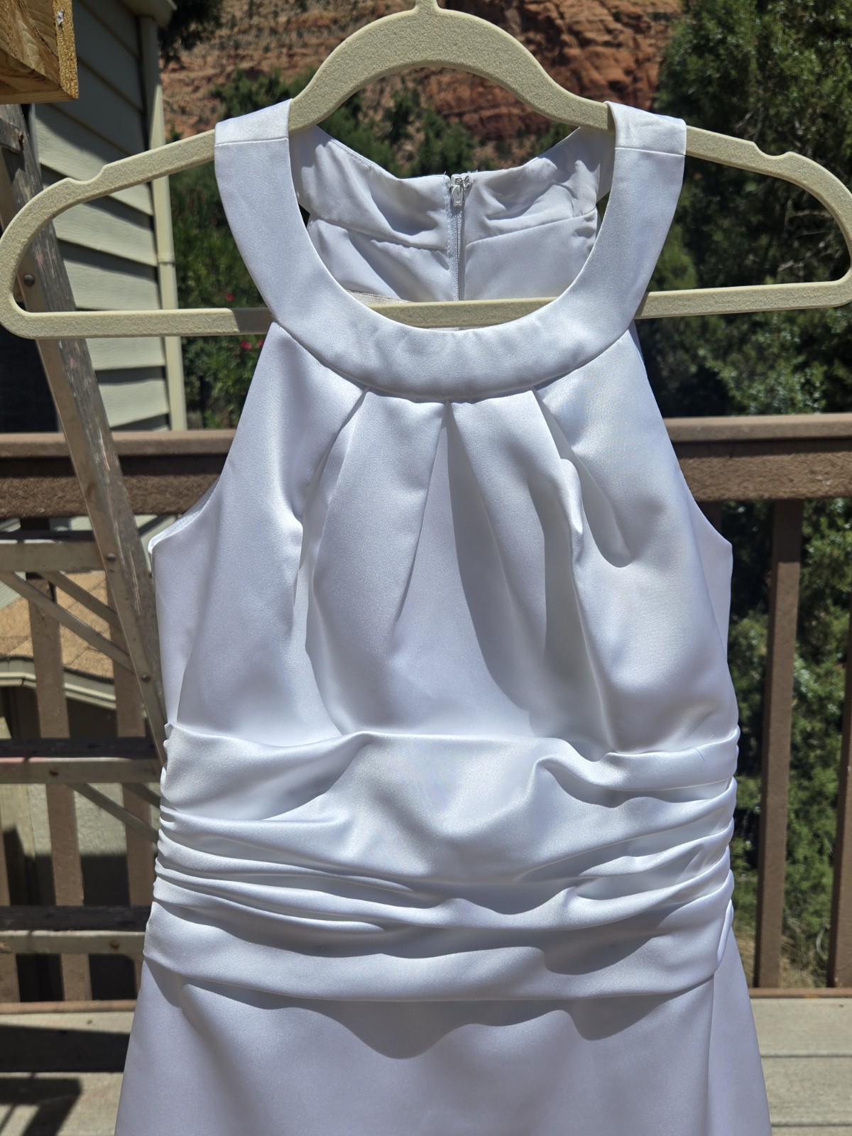 David’s Bridal White Short Causal Wedding Dress Size 4 high neck