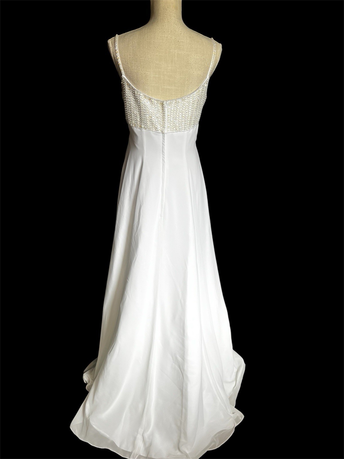 Mary’s PC white Beaded Bridal Wedding Dress with long head dress size S