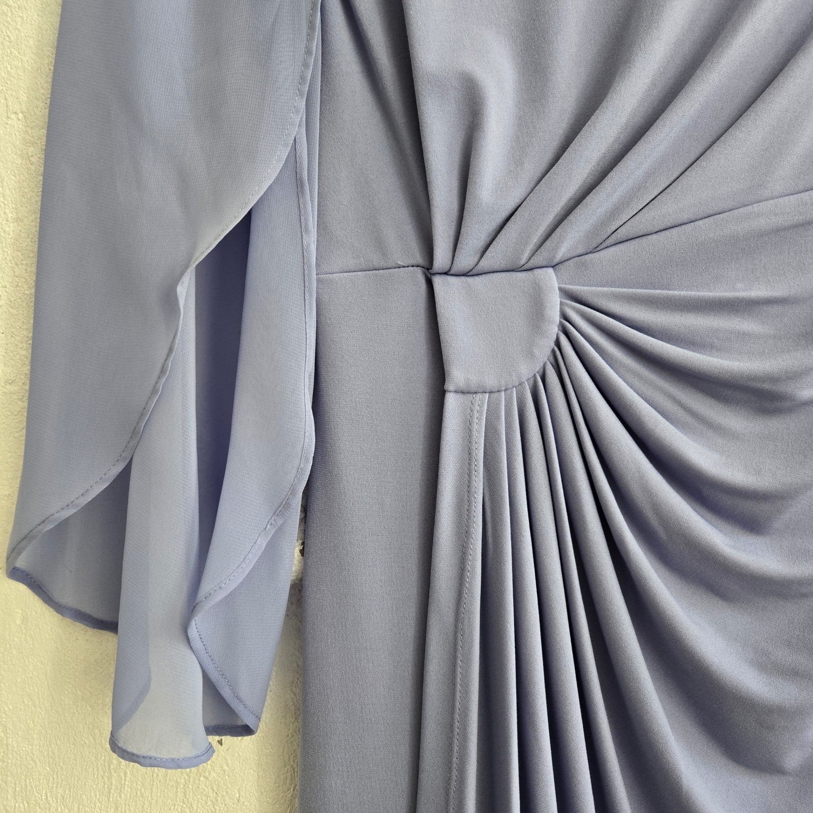 Connected Apparel Lavender Side Knot Chiffon Cape Sleeve Sheath Dress 10