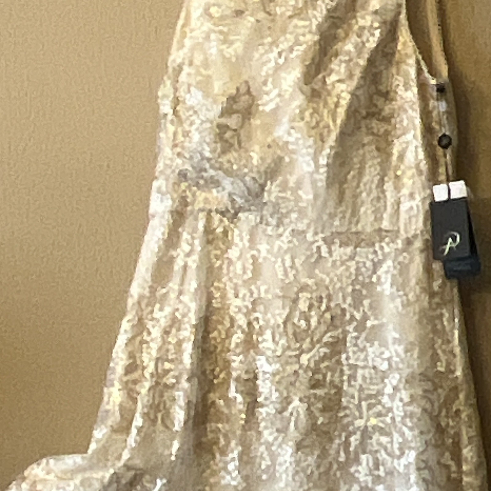 Adrianna Papell Ivory Lace One-Shoulder Sleeveless A-Line Full-Length Dress