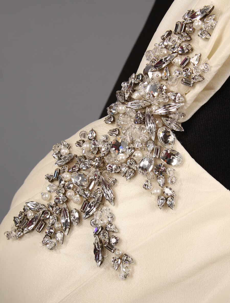 Casablanca Bridal Exotic Escape Wedding Dress 8 Romantic Taffeta One Strap 1977
