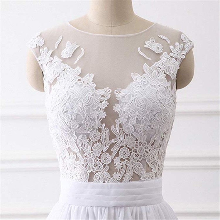 White/Ivory Chiffon Wedding Dresses Lace Appliques Bridal Gowns Custom Size