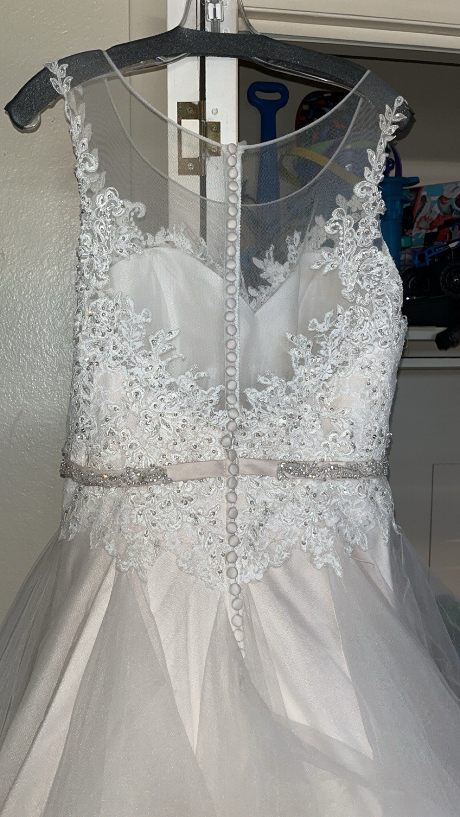 White Lace Beaded Tulle wedding dress