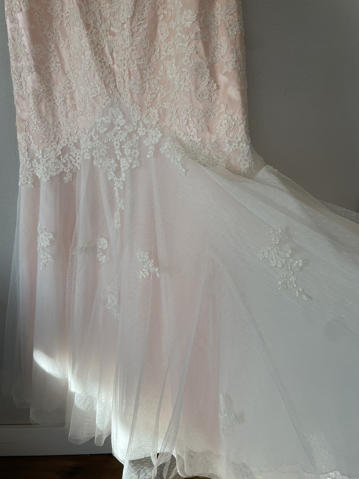 Eureka Wedding Dress Women’s 3XL New With Tags Pink/White Lace Tulle Style 3510