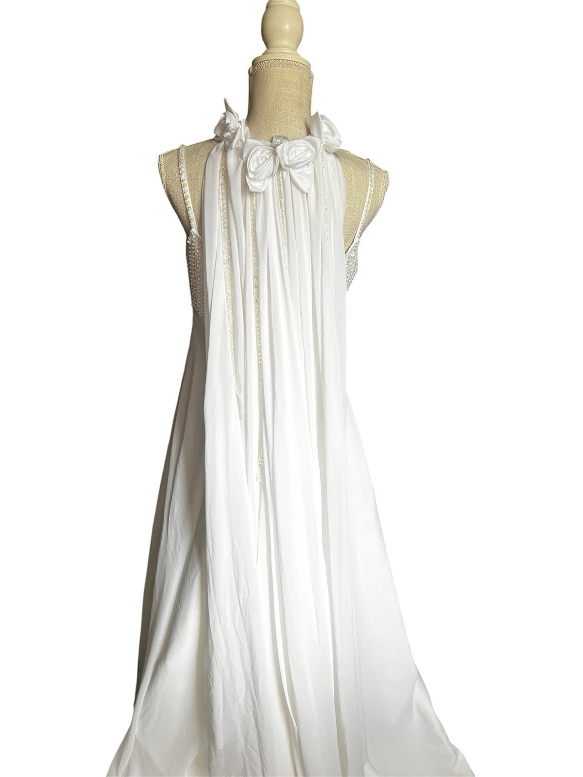 Mary’s PC white Beaded Bridal Wedding Dress with long head dress size S