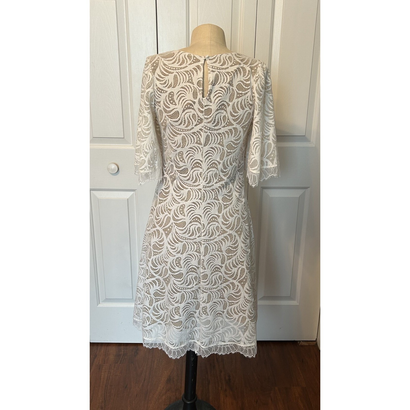 Grace Loves Lace Midi Dress Womens Small White Beige Lined Wedding Australia