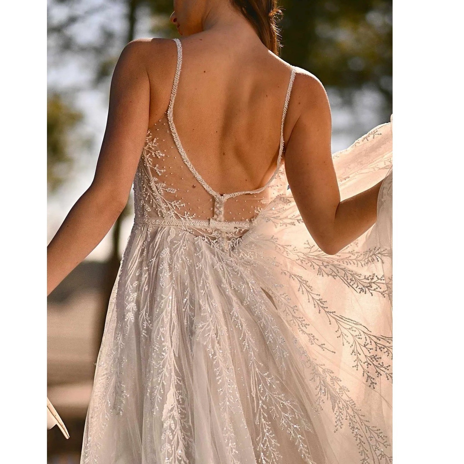 Martina Liana Ivory Beaded Sequin Tulle A-Line Wedding Dress Gown sz 10 *defect