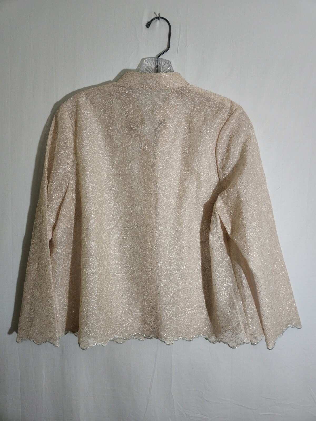 Top Bridal Taylored by Chau Dress Top Shirt Sheer Button Beige Wedding Formal 14