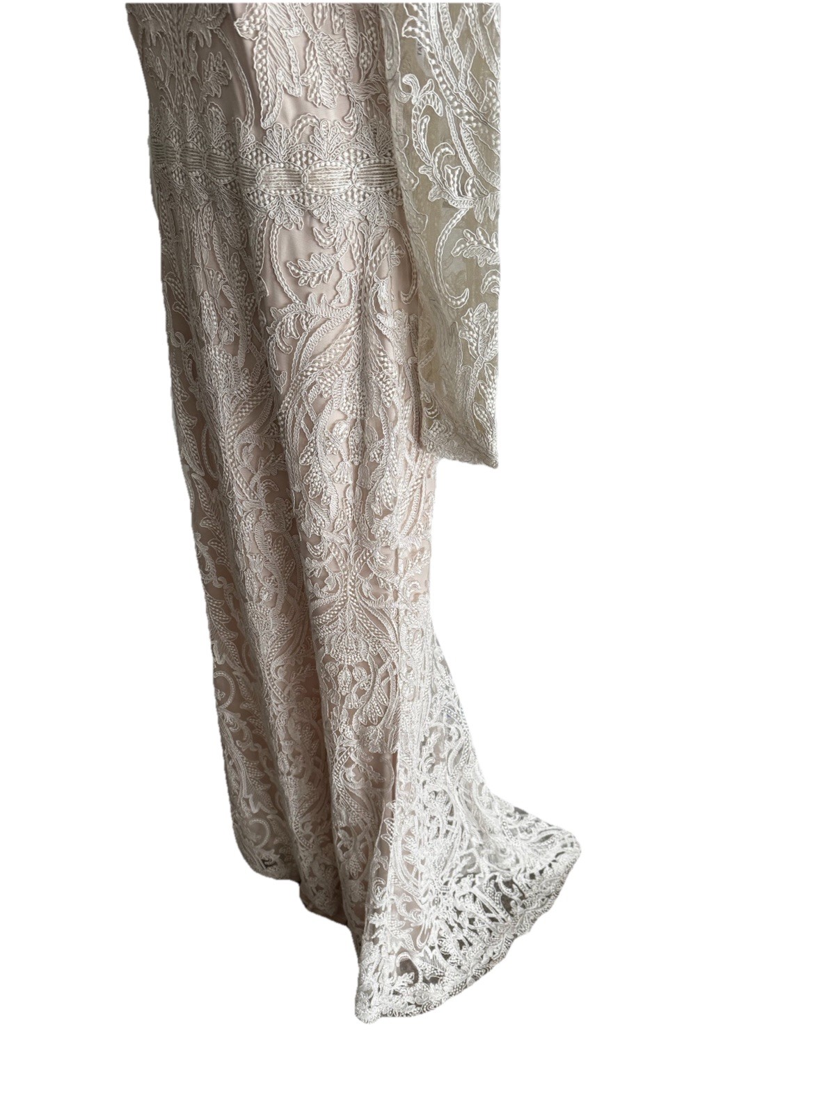 NEW Tadashi shoji gown dress Wedding Bridal All Lace Long +Train Ivory White 8