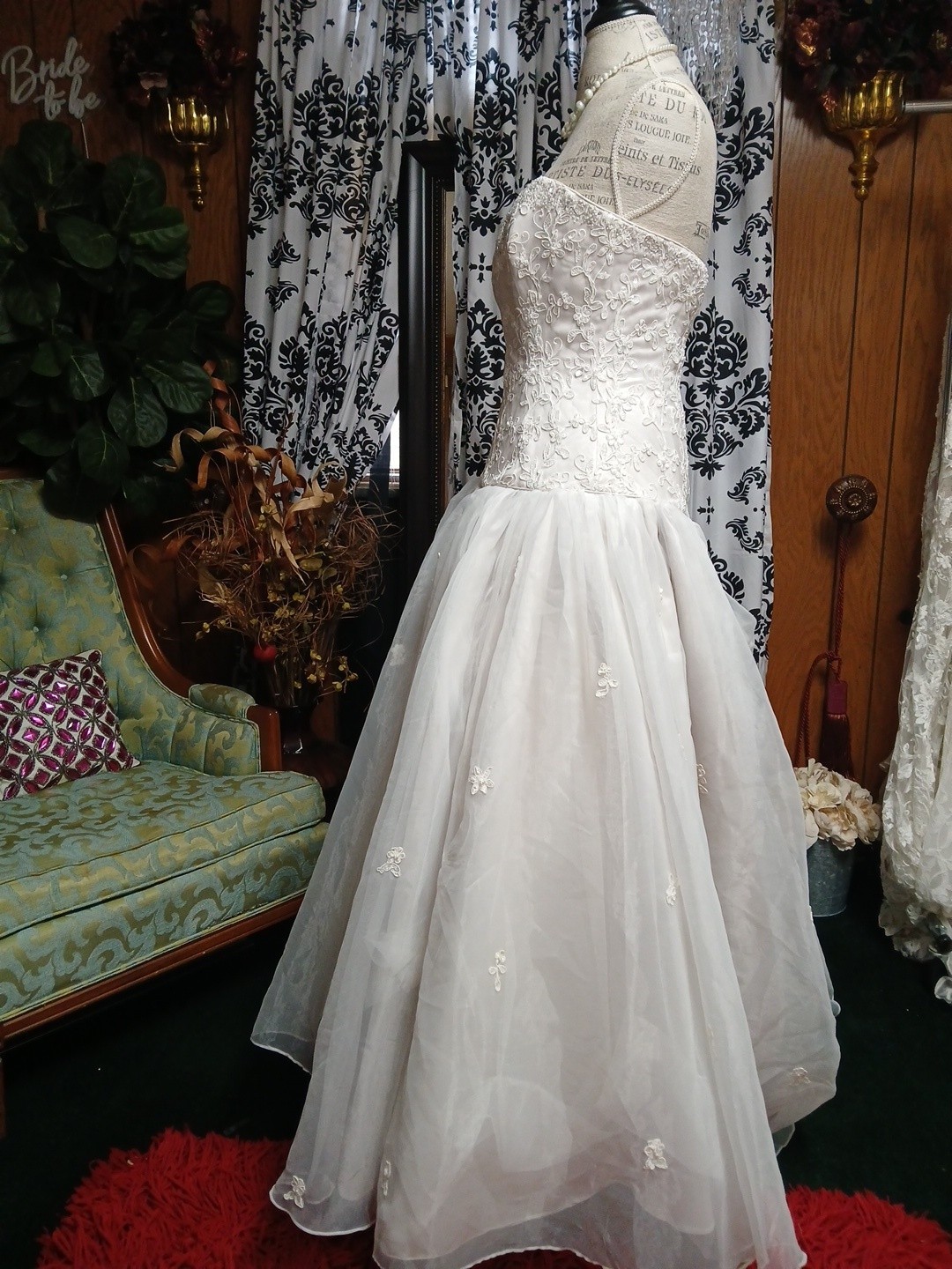 Maggie Sottero Couture Champagne Floral Embroidered Corset Wedding Dress Size 8