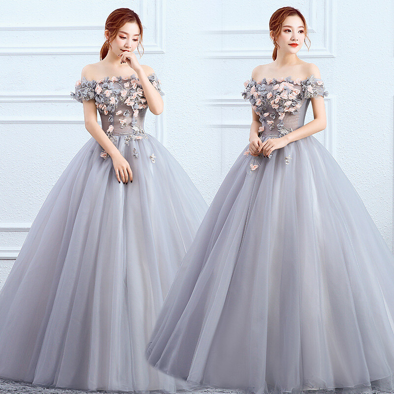 Women Bridal Wedding Dress Formal Full Length Lace Princess Female Dress