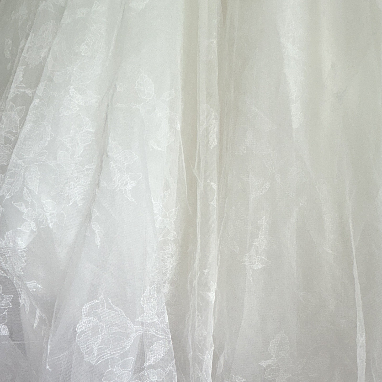 White Strapless Lace Bodice Ball Gown Wedding Dress Full-Length Corset Back