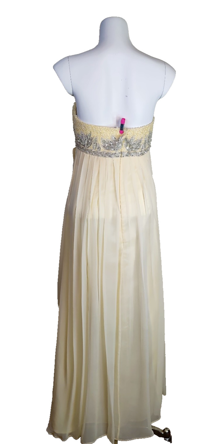 Camille La Vie Ball Gown Wedding Dress Beige Gold Lace Beaded Sequin Size 4