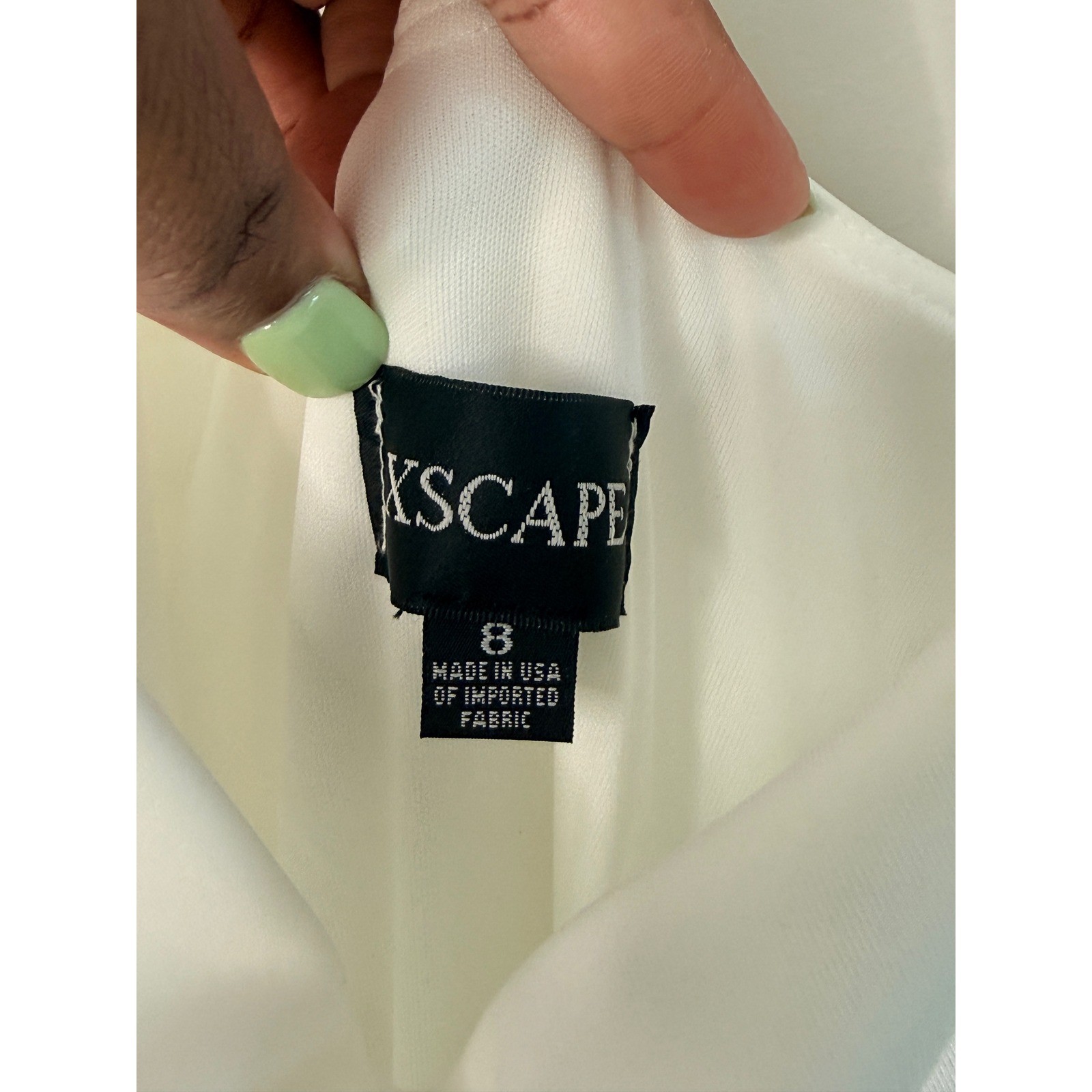 Xscape Maxi Dress Wedding Formal White One Shoulder Scuba Ruffle Dress Size 8
