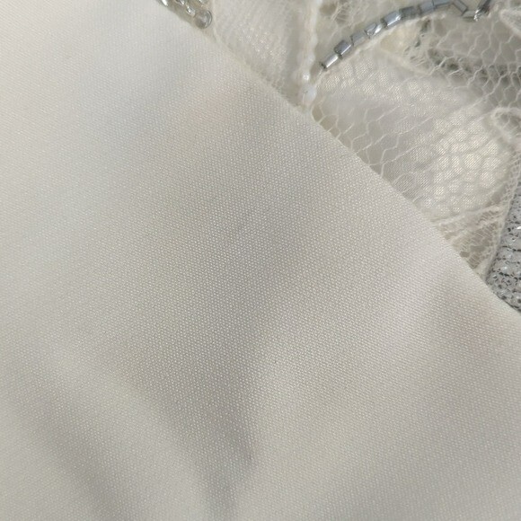 NEW Retrofete Beaded Lace Satin Dress White L bridal wedding sexy strapless