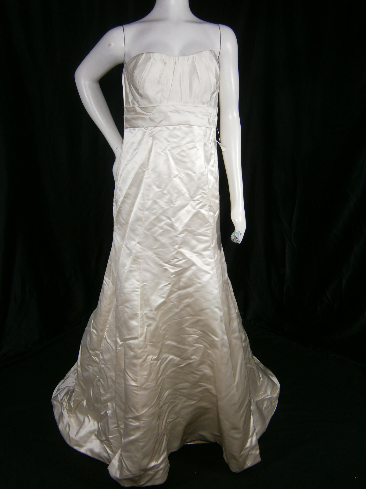Jenny Yoo Wedding Dress 8 Ivory Silk Strapless Empire Buttons Down Back Bow NWT