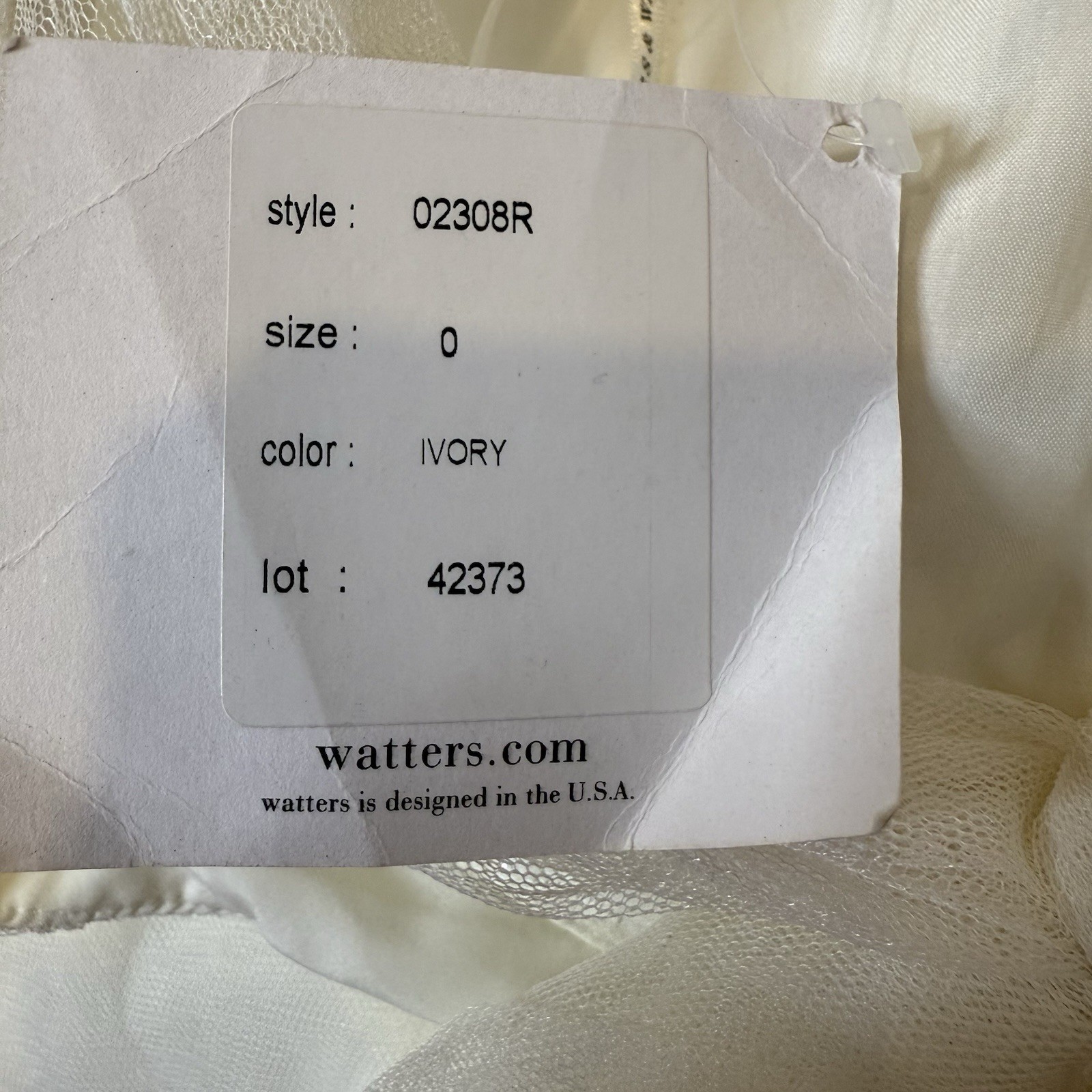 NWT Watters & Watters Tinsley Dress Ivory White Tulle Wedding Tie Back Sz 0