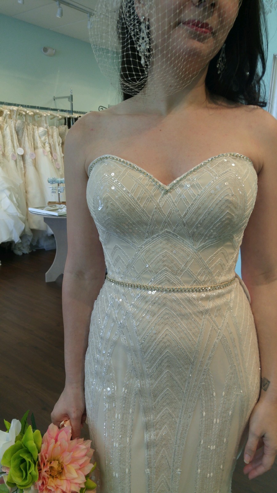 Ashley & Justin Bride – 1920s Themed Wedding Dress – Size 6 Altered-See Details