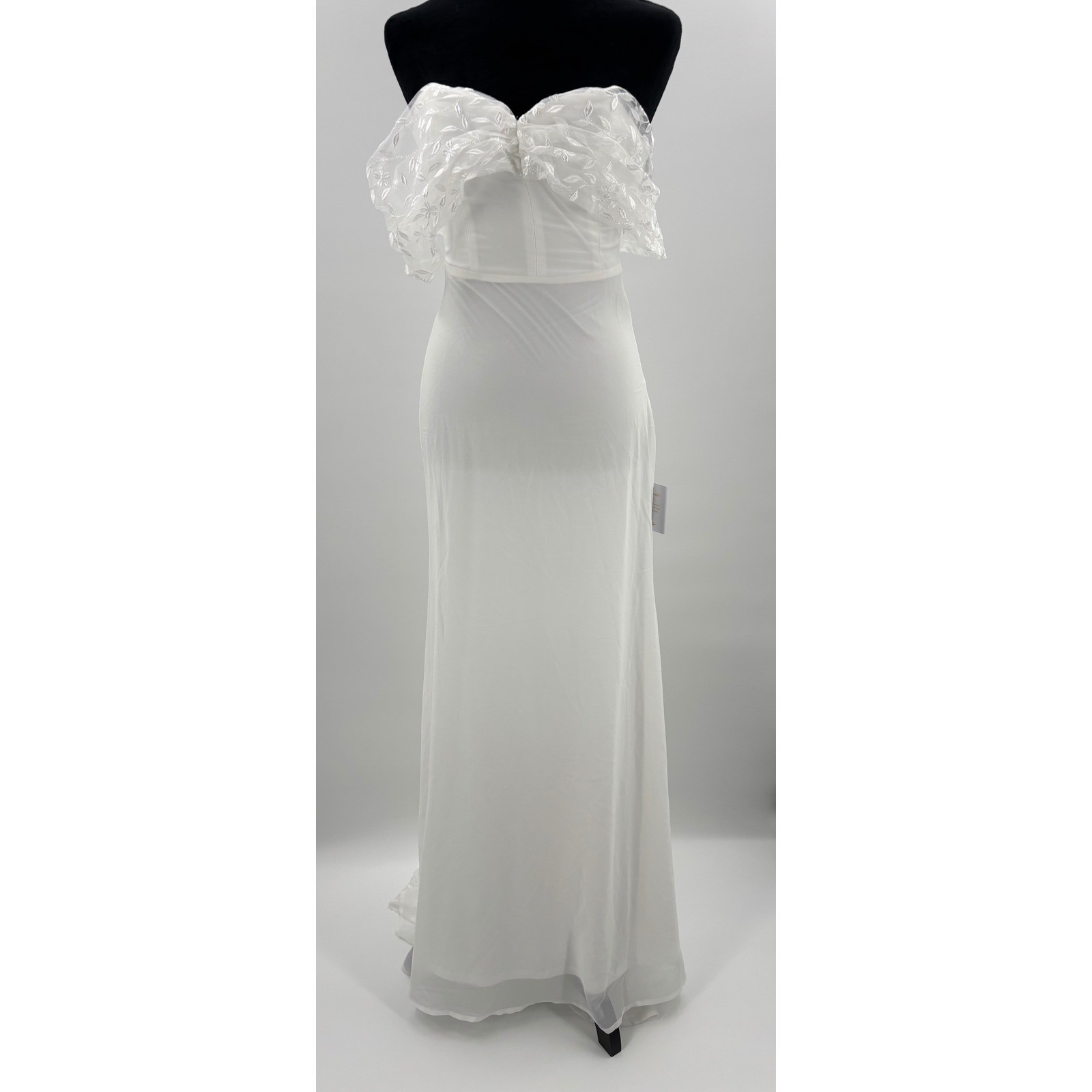 Lulus Beloved Beginning White Off Shoulder Lace Bodice Wedding Dress Maxi Sze XS