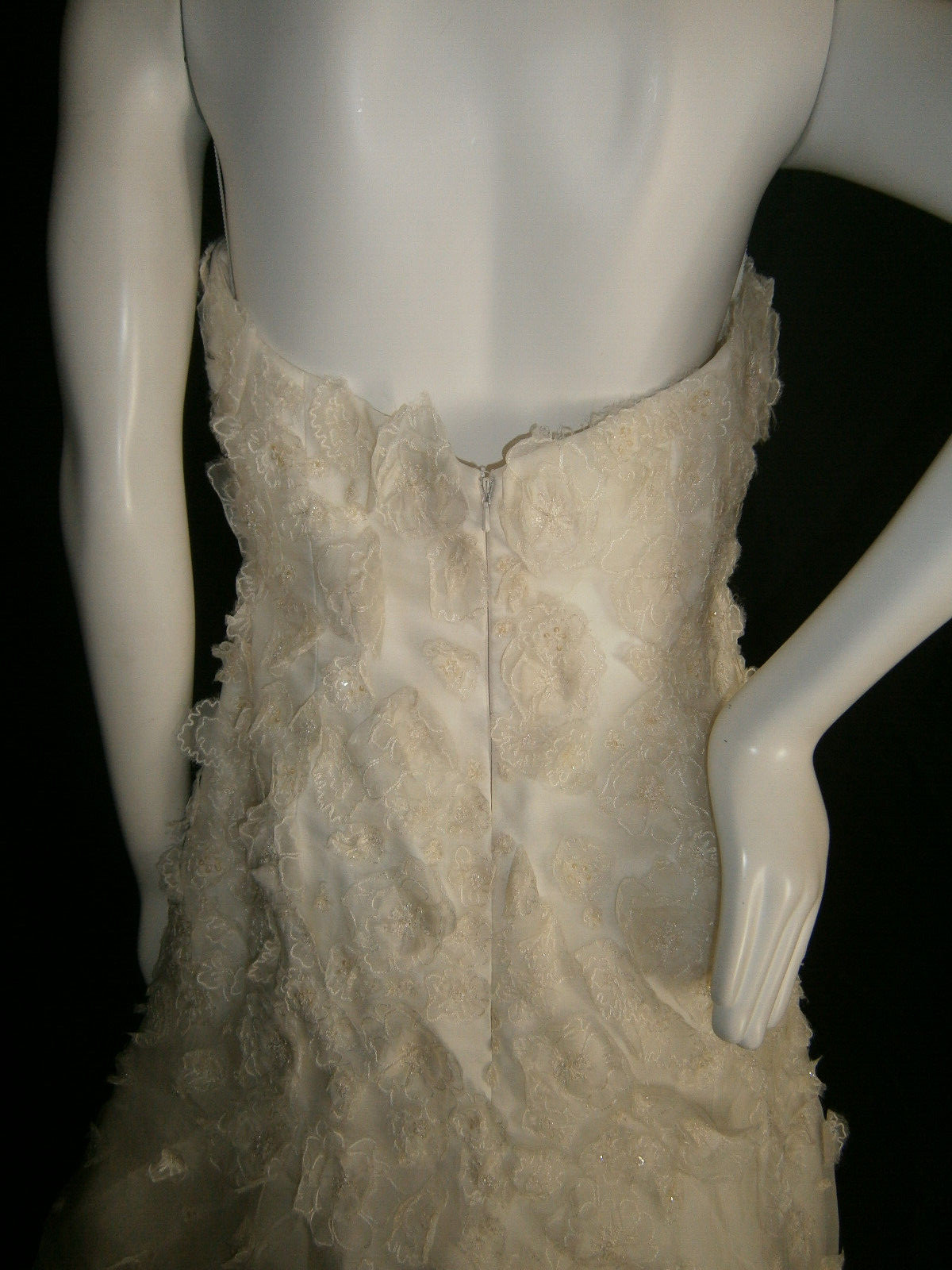 Watters Brides Wedding Dress 10 Ivory A-Line Organza 3-D Floral Overlay