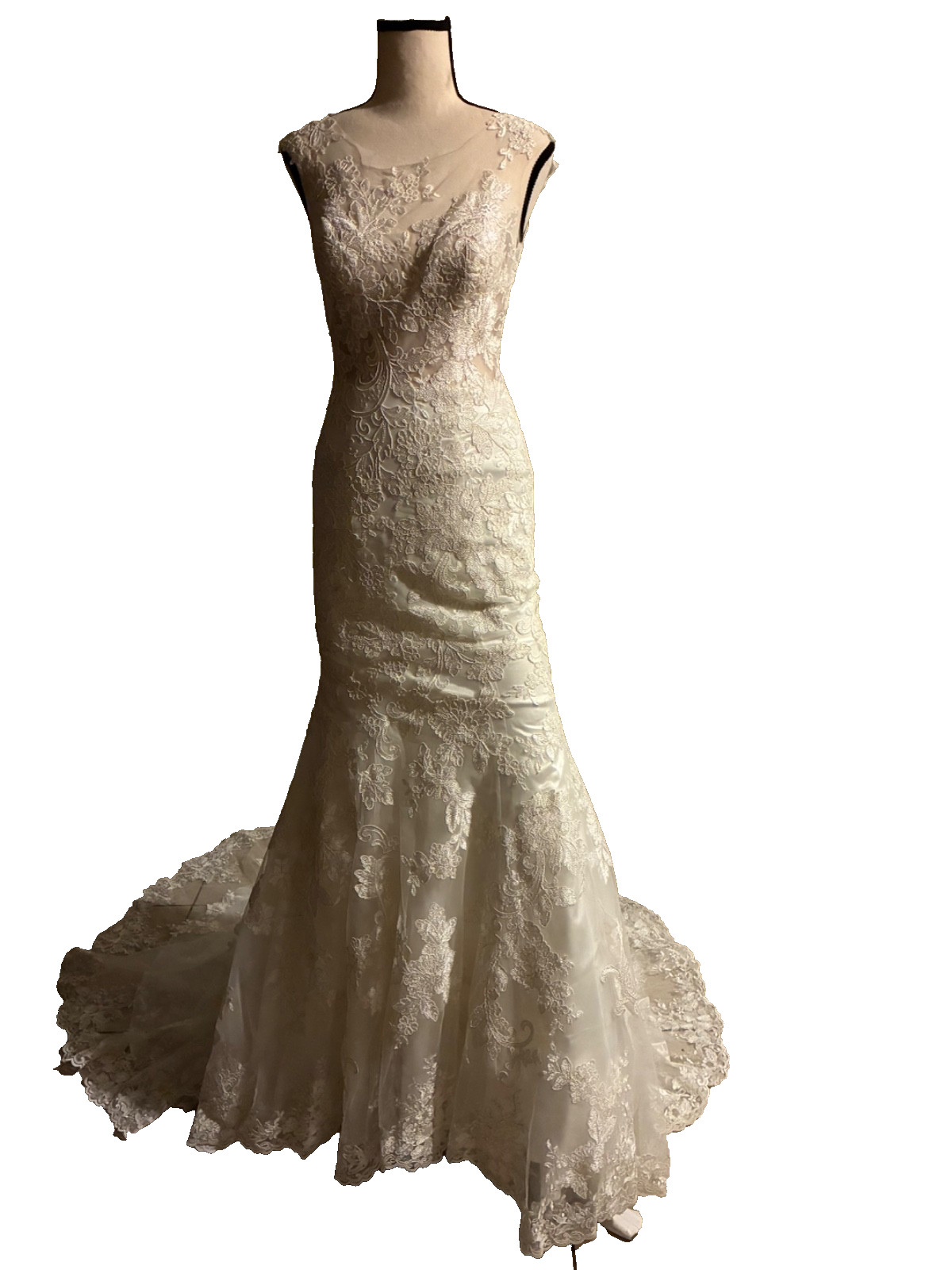 Dimitra Design mermaid wedding dress color ivory lace florals size 2/32 NEW