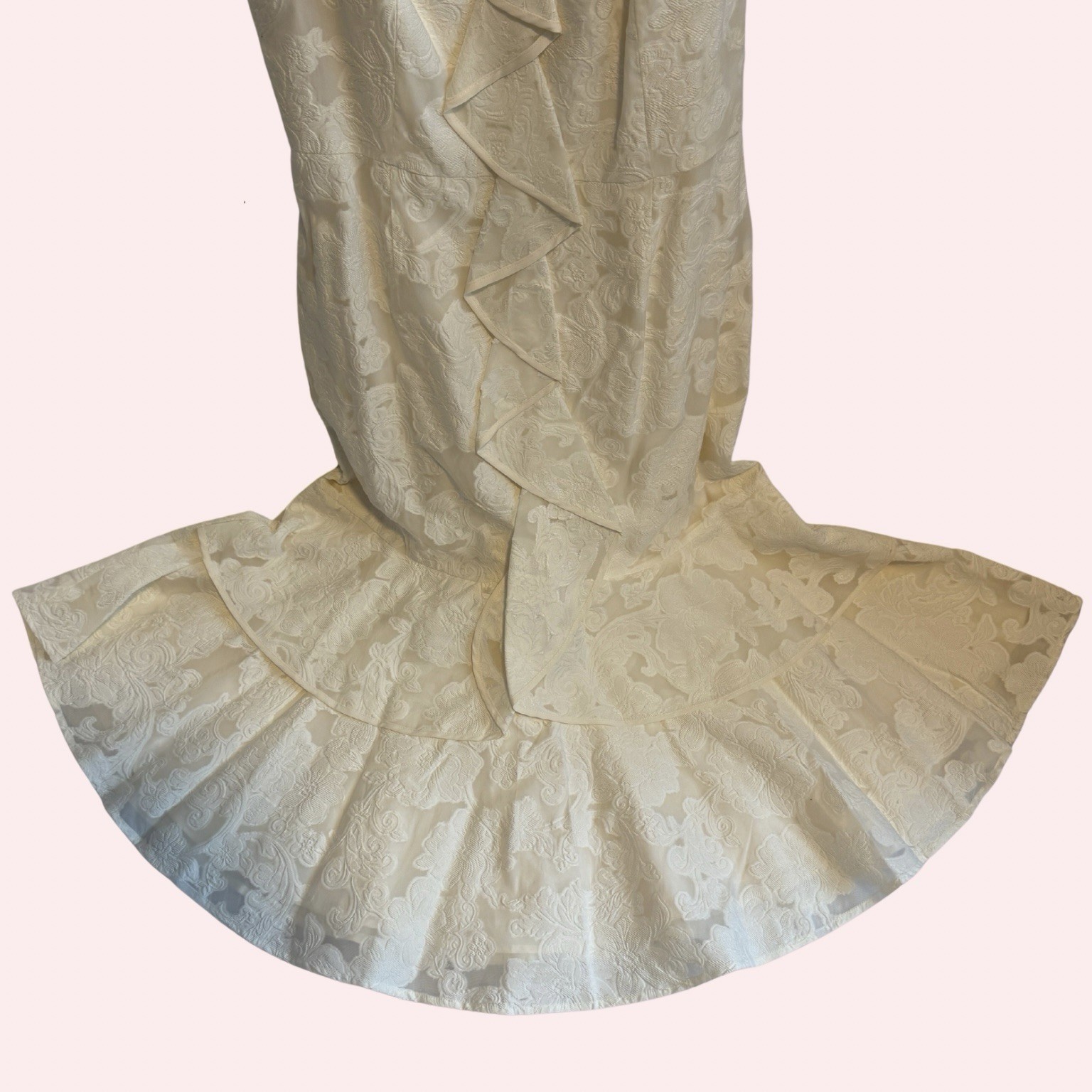 Tiered Ruffle Midi Dress Size 6 Wedding Shower Antonio Melani Ivory Jacquard NWT