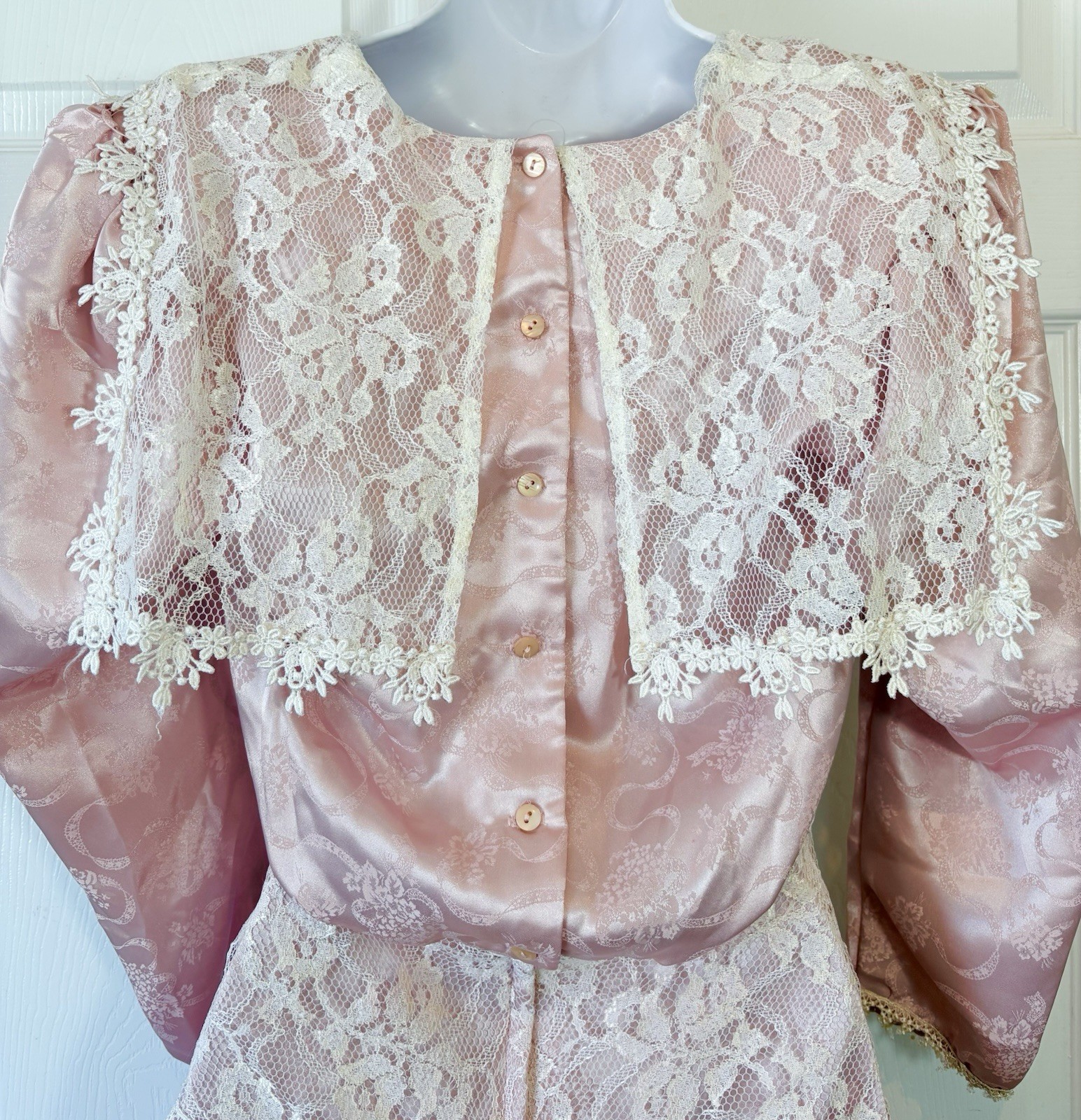 Jessica McClintock Victorian Revival Romantic Tea/Wedding Dress Lace Trim Sz 3/4